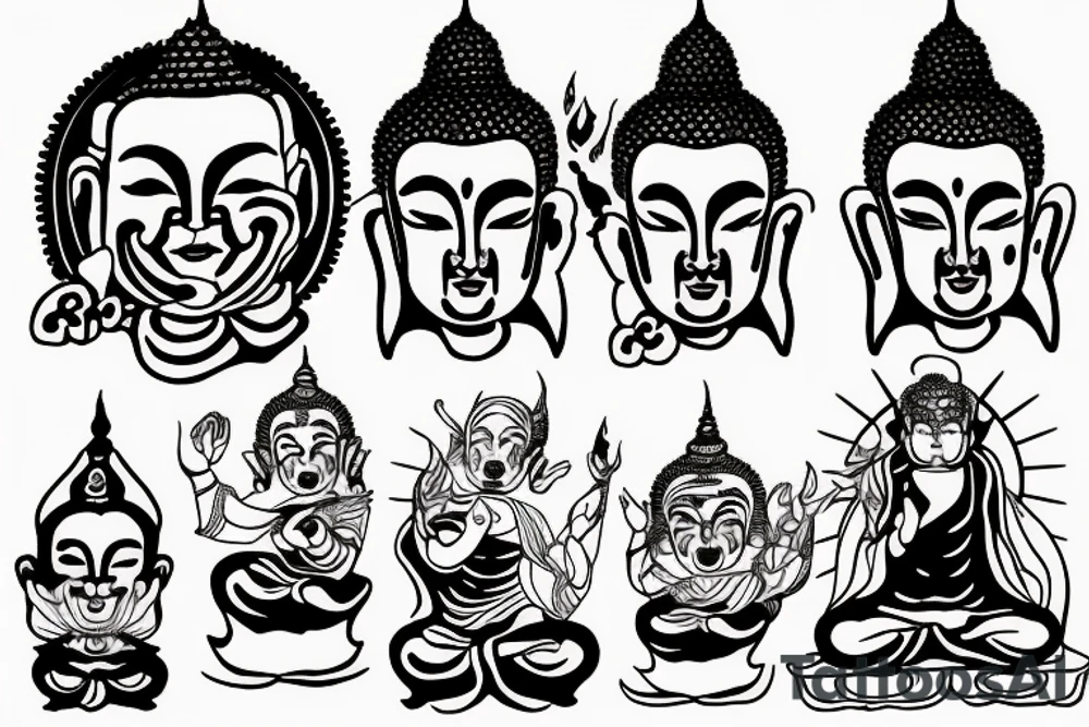 winking buddha coming out of lotus tattoo idea