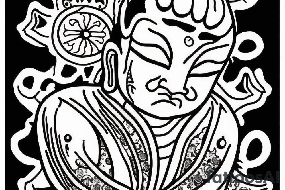 winking buddha coming out of lotus tattoo idea