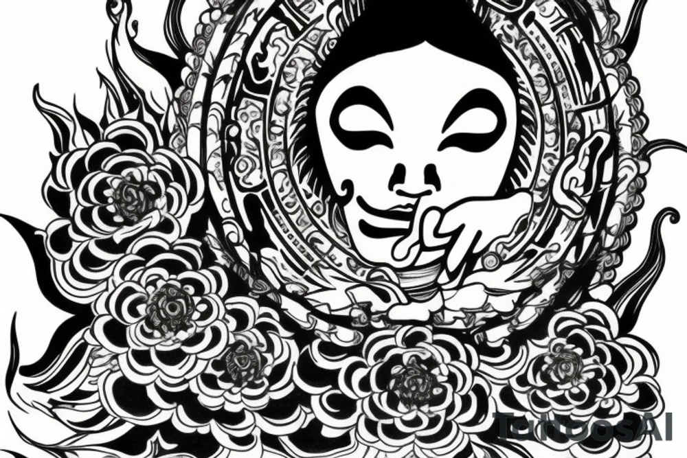winking buddha coming out of lotus tattoo idea