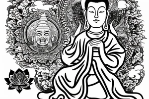 winking buddha coming out of lotus tattoo idea