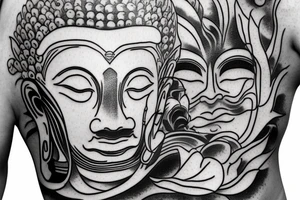 winking buddha coming out of lotus cameo tattoo idea