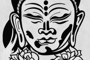winking buddha coming out of lotus cameo tattoo idea