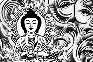 winking buddha coming out of lotus cameo tattoo idea