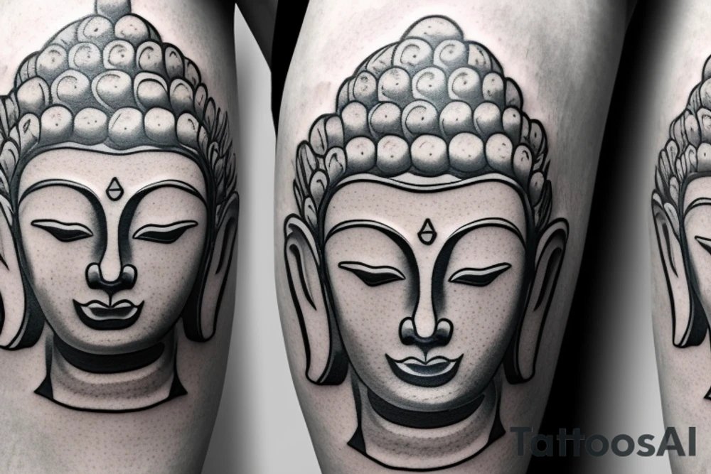 One eye closed buddha coming out of lotus cameo tattoo idea