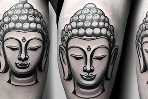 One eye closed buddha coming out of lotus cameo tattoo idea