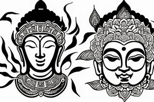 One eye closed buddha coming out of lotus cameo tattoo idea