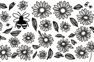 Daisy with a bee and a ladybug tattoo idea