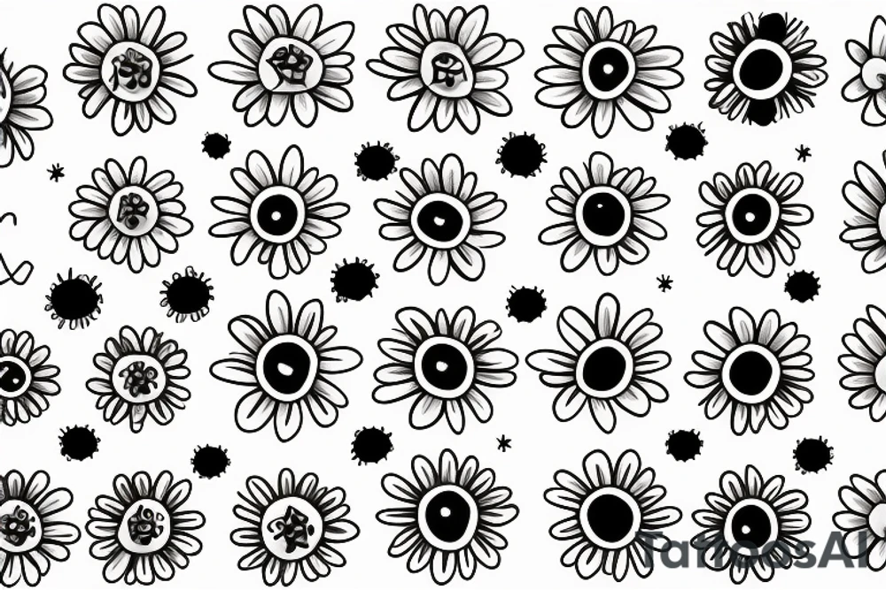 Daisy with a bee and a ladybug tattoo idea