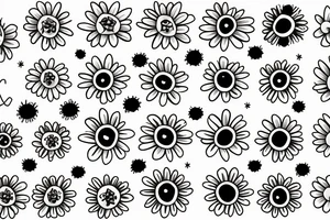 Daisy with a bee and a ladybug tattoo idea