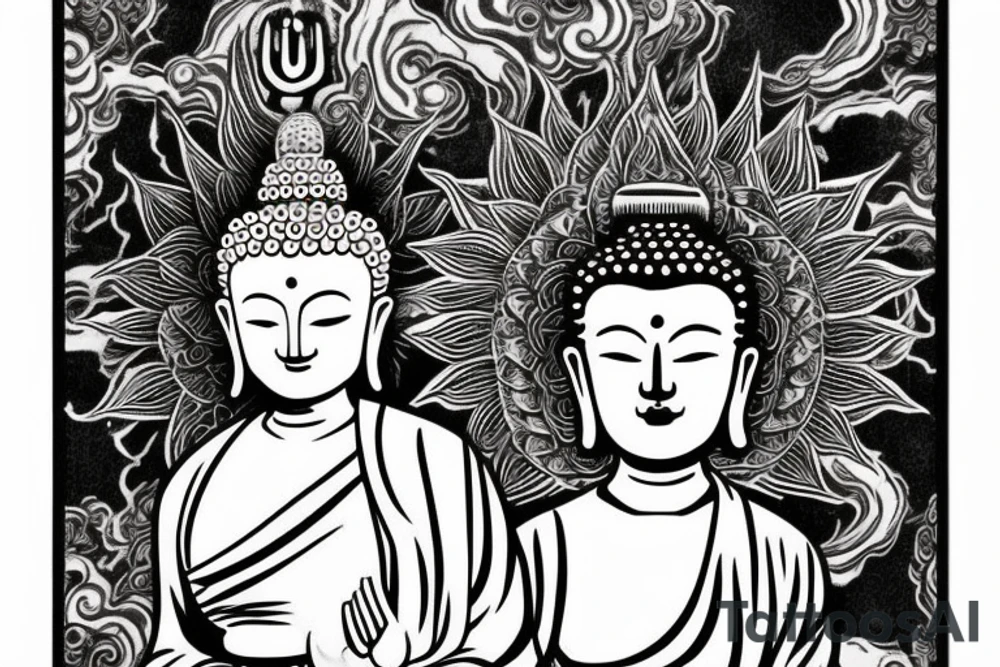 One eye closed buddha coming out of lotus cameo tattoo idea