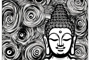One eye closed buddha coming out of lotus cameo tattoo idea