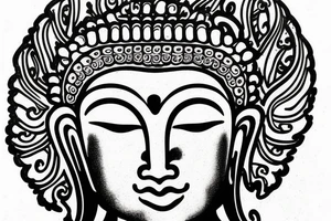 One eye closed buddha coming out of lotus cameo tattoo idea