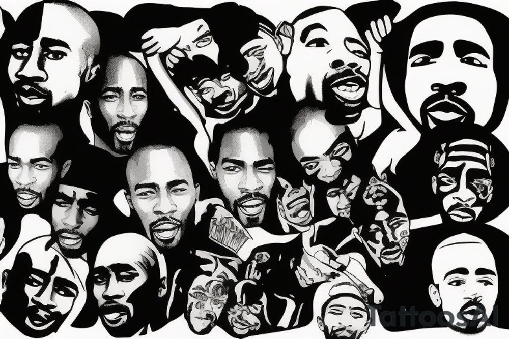 cartoon 2pac with big head and small body tattoo idea