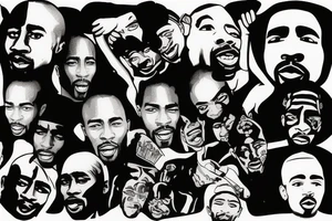 cartoon 2pac with big head and small body tattoo idea