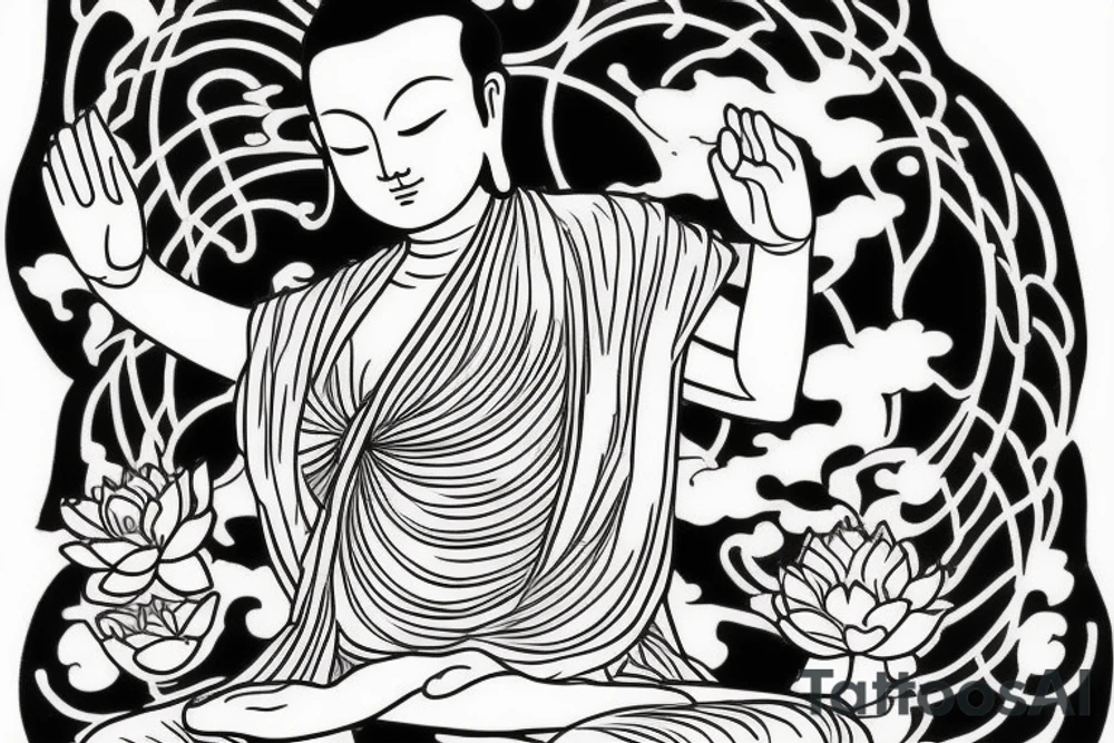 buddha lotus cameo tattoo idea