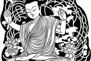 buddha lotus cameo tattoo idea