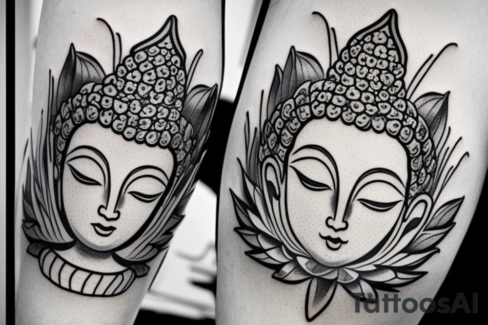 buddha lotus cameo tattoo idea