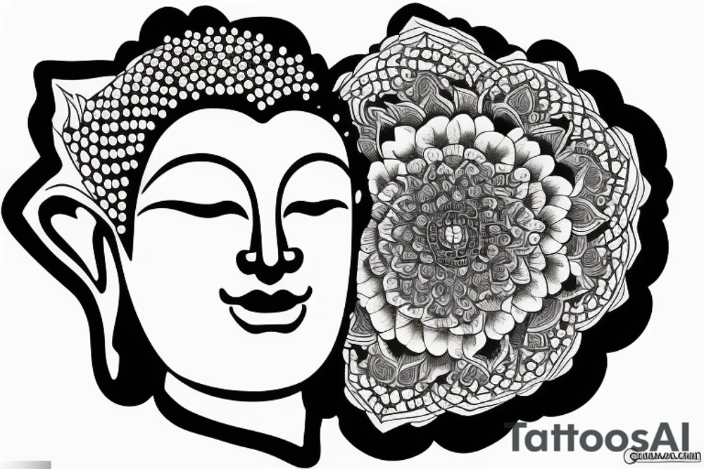 buddha lotus cameo tattoo idea