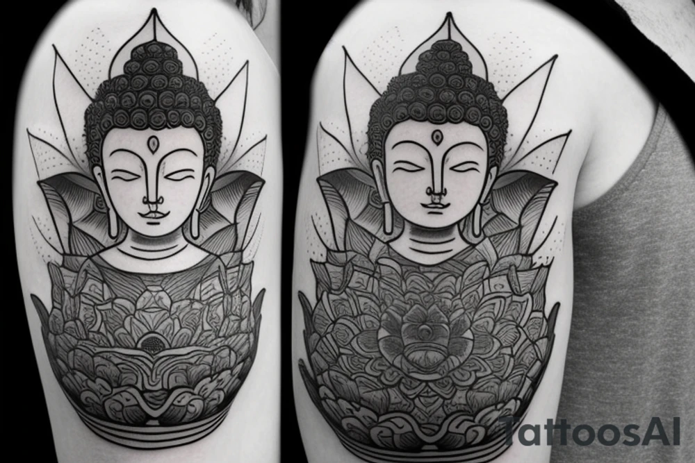 buddha lotus cameo tattoo idea