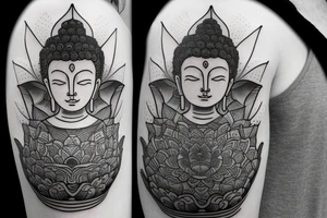 buddha lotus cameo tattoo idea