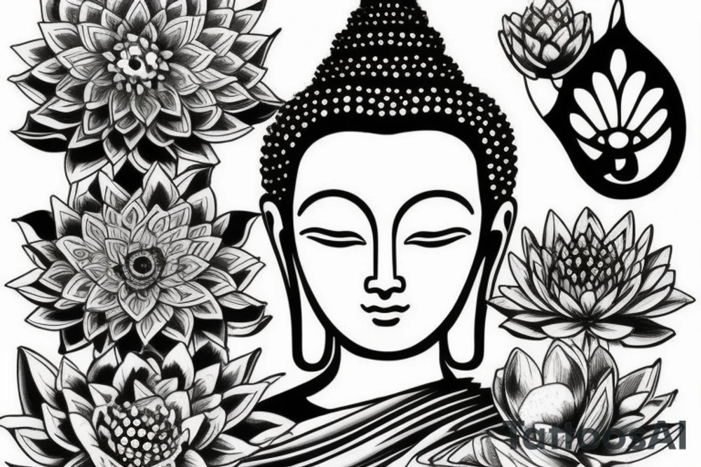 buddha lotus cameo tattoo idea