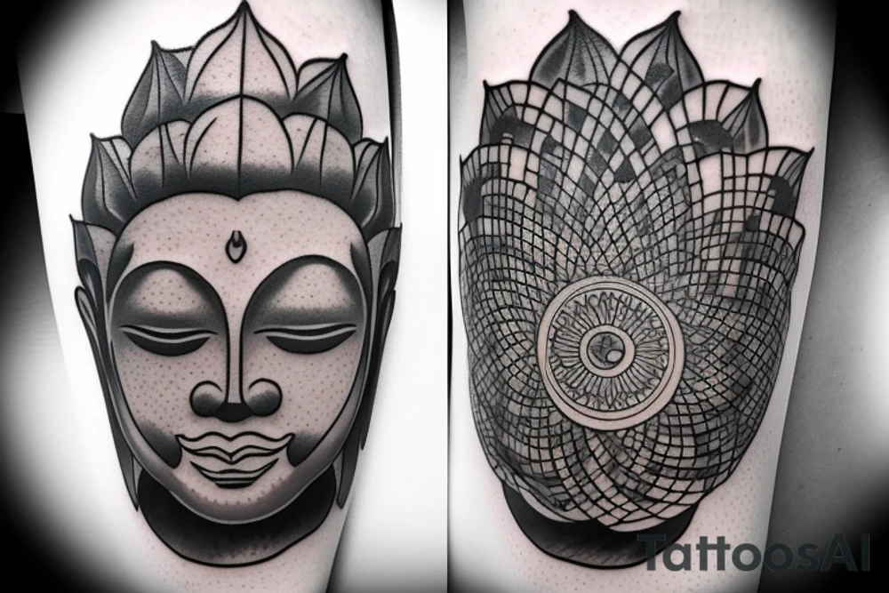 buddha lotus cameo tattoo idea