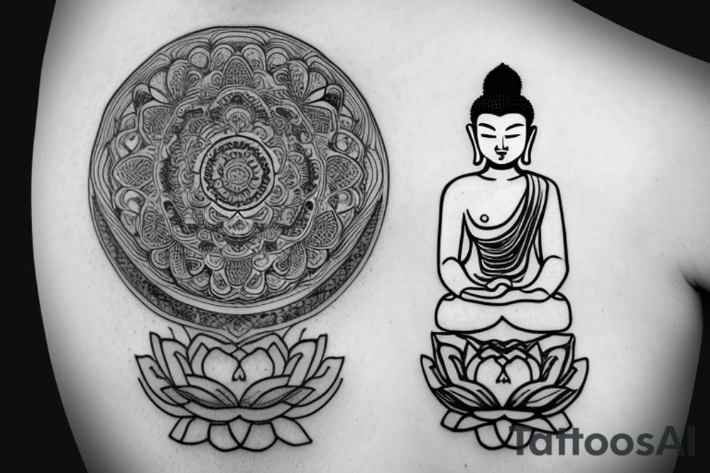 buddha lotus cameo tattoo idea