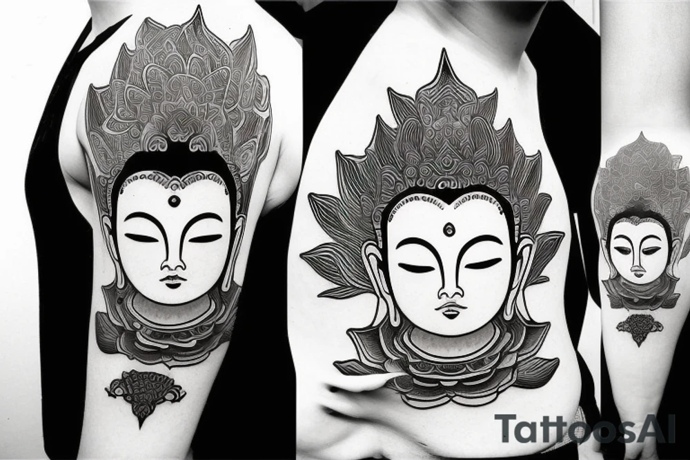 buddha lotus cameo tattoo idea