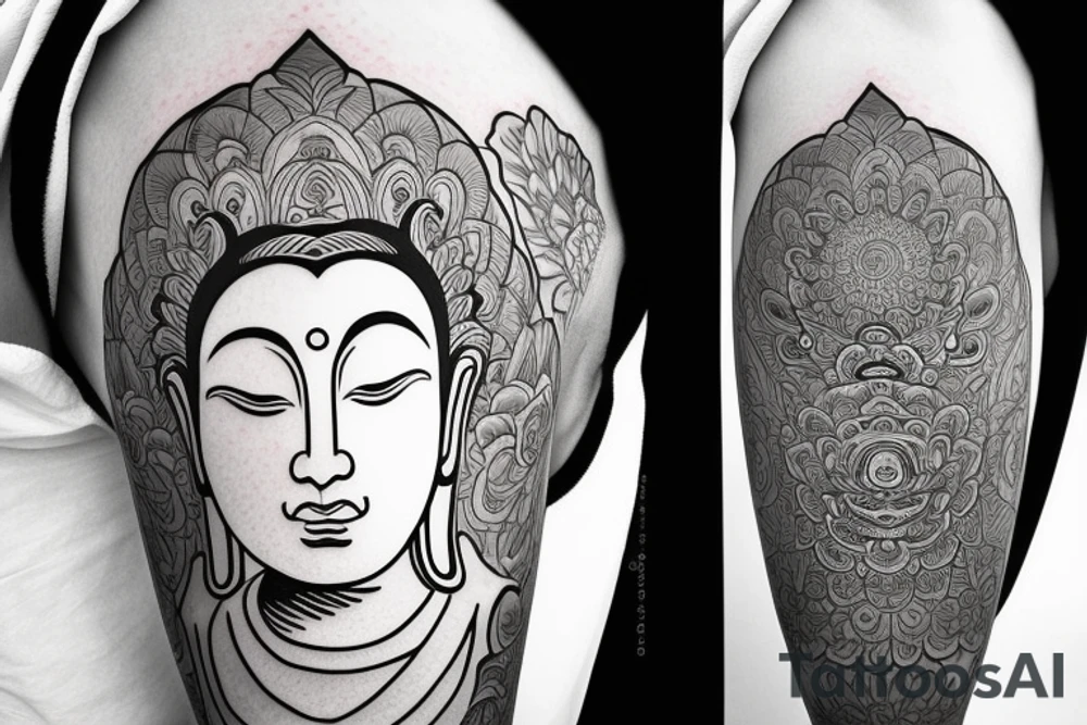 buddha lotus cameo tattoo idea