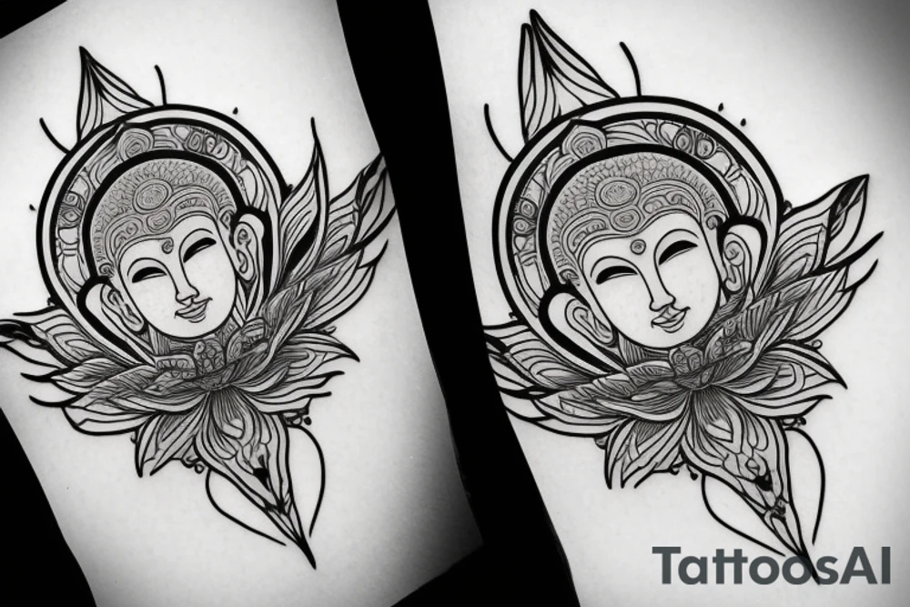 buddha lotus cameo tattoo idea