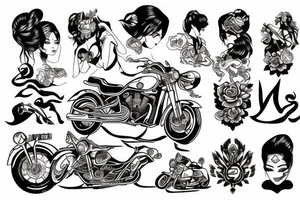 Motorcycle  woman tattoo idea