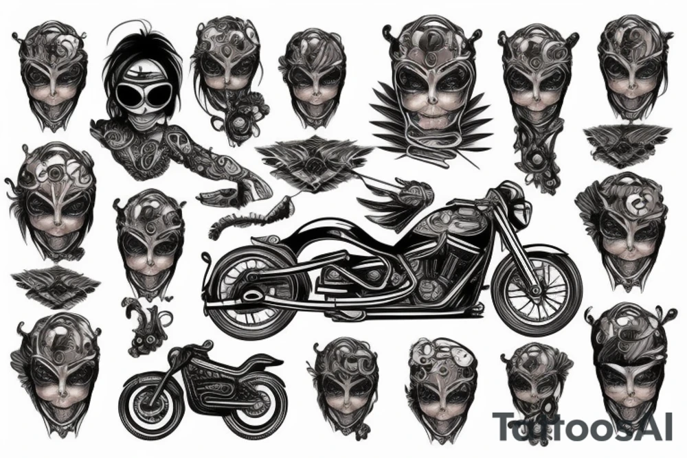 Motorcycle  woman tattoo idea