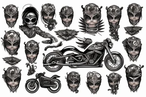Motorcycle  woman tattoo idea
