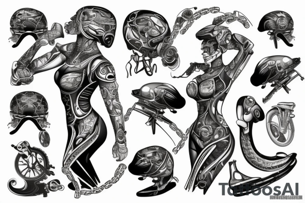 Motorcycle  woman tattoo idea