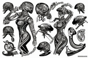 Motorcycle  woman tattoo idea