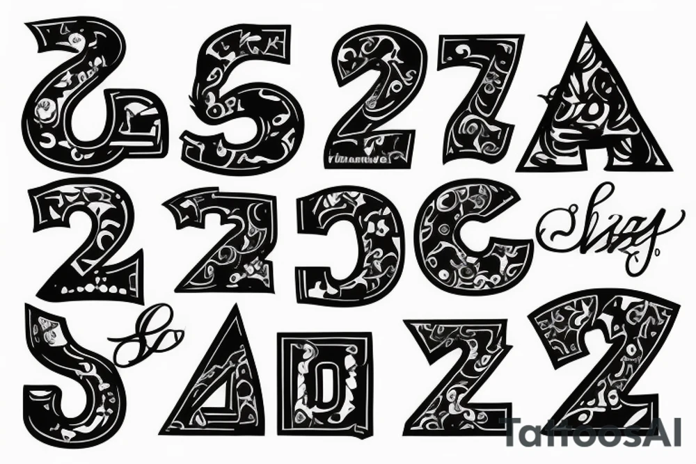 Letters JR that has the number 21 inside it tattoo idea