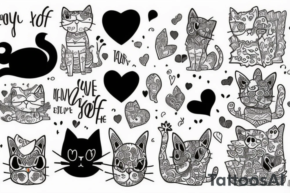 a cat with self love tattoo idea