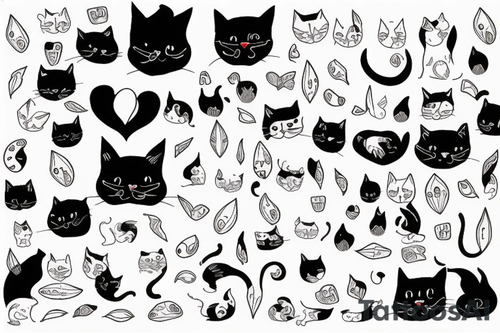 a cat with sheart tattoo idea