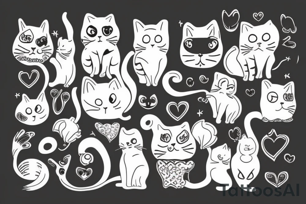 a cat with sheart tattoo idea