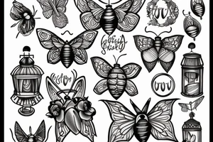 moths gathering around a lantern tattoo idea