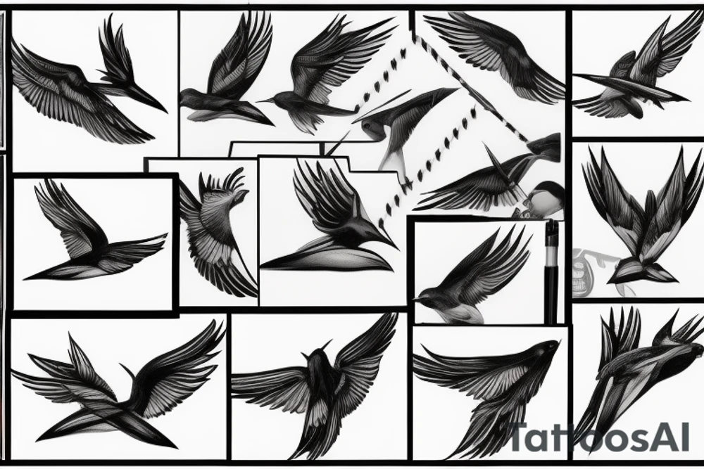 Linear Swallow tattoo idea