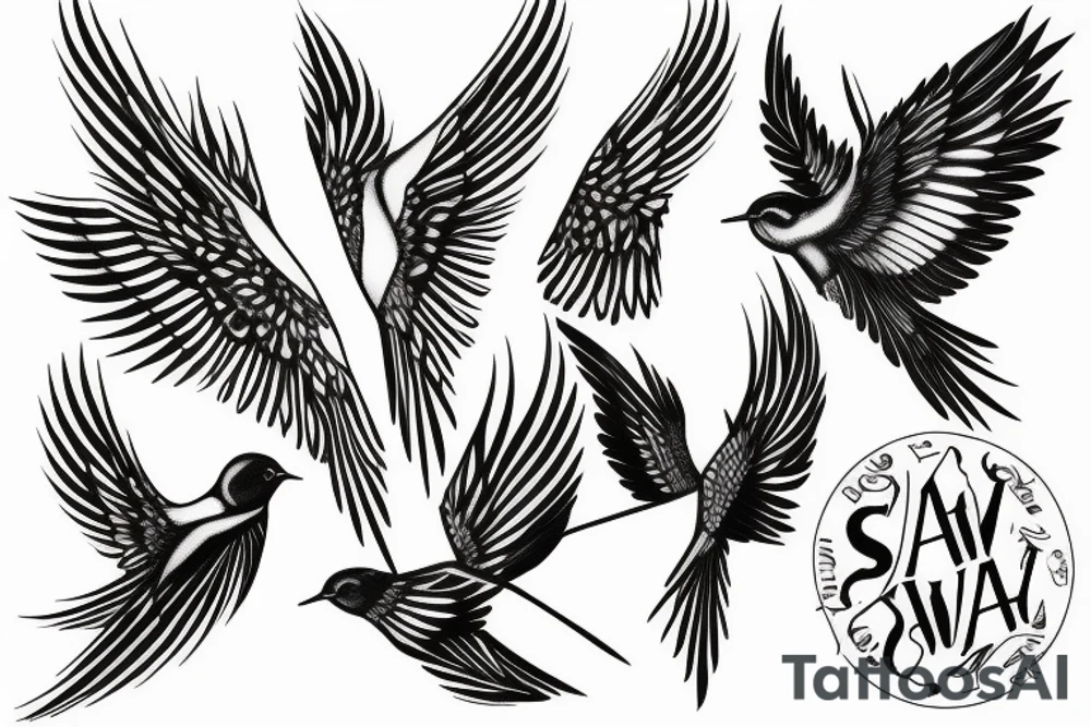 Linear Swallow tattoo idea