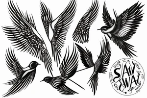 Linear Swallow tattoo idea