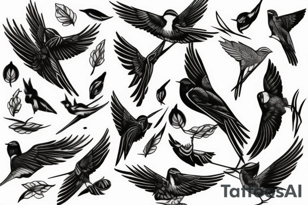 Linear Swallow tattoo idea