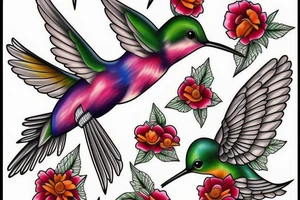 Hummingbird and marigold tattoo idea