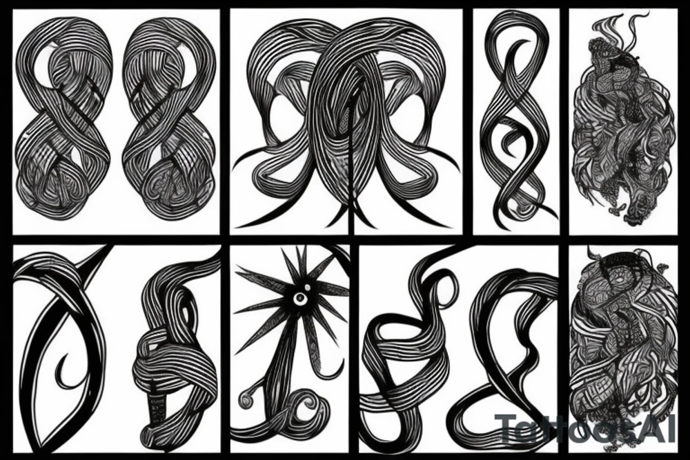 Linear Feniks with tangles tattoo idea