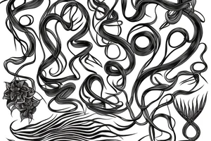 Linear Feniks with tangles tattoo idea