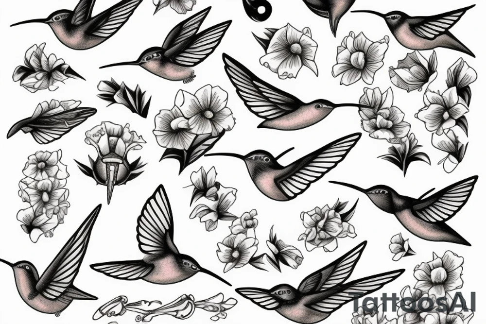 Humming bird and marigold tattoo idea