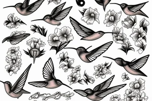 Humming bird and marigold tattoo idea