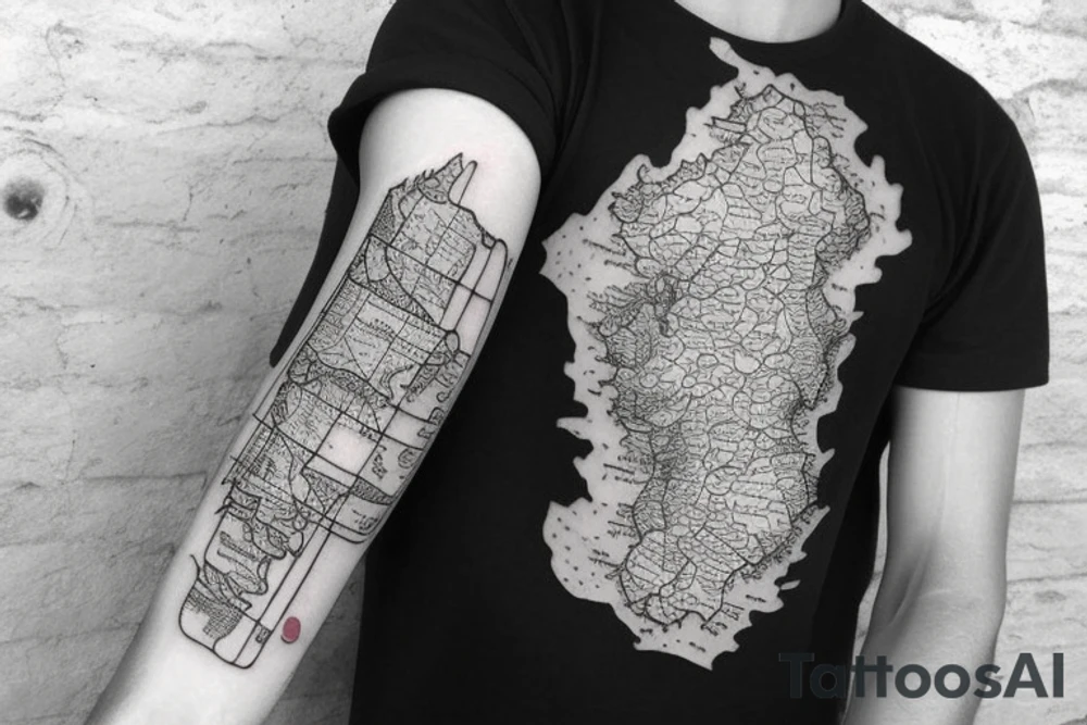 German shepherd and a map of Spain tattoo idea